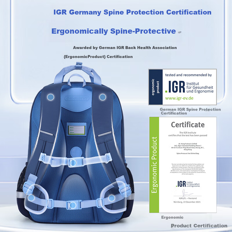 DR·KONG Elementary School Backpack for Grades 1-3, Girls and Boys Lightweight Ergonomic Large Capacity School Bag