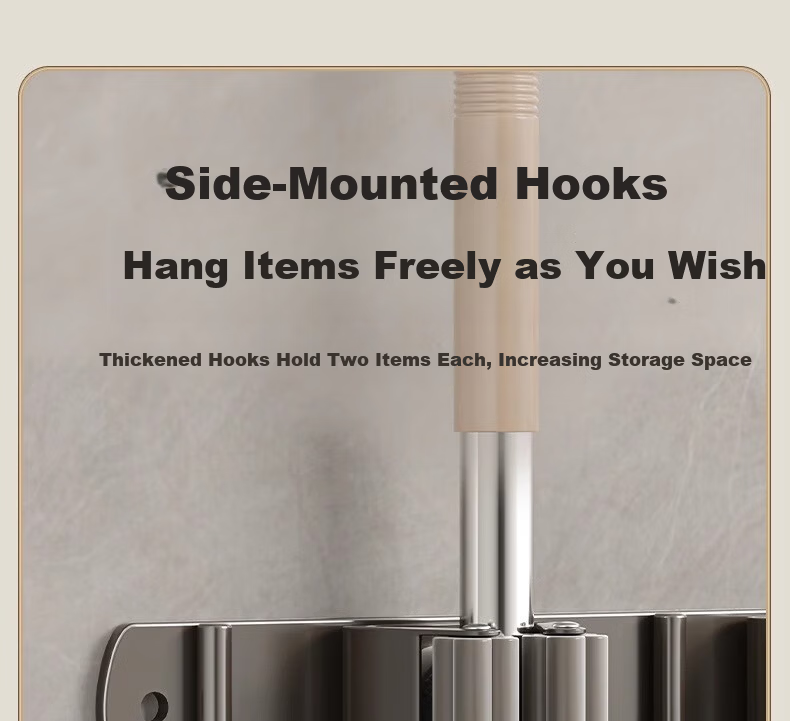 Xinpei Mop Hanger Hook, Broom Holder, Fixed Rack, No Drilling Required, Toilet Mop Clip, Bathroom Storage Shelf 21