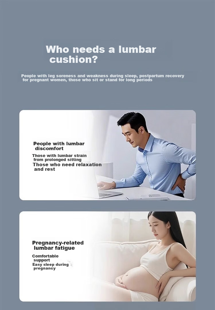 Chuangmaishi Lumbar Pillow Bed Waist Cushion Lumbar Support Lumbar Spine Sleeping Aid Waist Pad Lumbar Herniation Back Support Gray 2