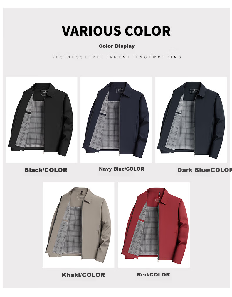 ROMON Executive Jacket Men's Spring and Autumn Casual Lapel Coat Middle-aged and Elderly Dad Style 2539 Black 4XL 7