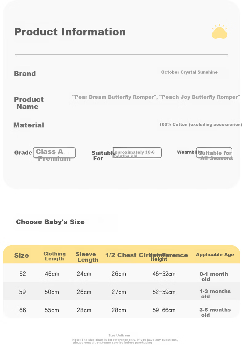 Shiyuejiejing Baby Romper Onesie Spring And Summer Newborn Infant Clothing for Boys And Girls All Seasons Long Sleeve Pure Cotton Class A 3