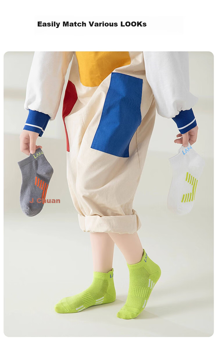 LangSha Boys' Socks Summer Thin Cotton Kids' Spring Autumn Youth Boys' Sports Socks Sweat-Absorbent Odor-Resistant Short Socks 9