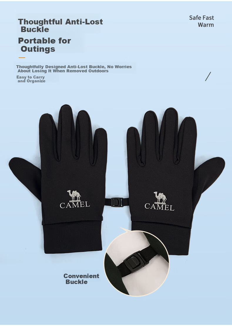 CAMEL Touchscreen Gloves Spring Autumn Running Cycling Warm Outdoor Sports Gloves Winter 1T32264472 Ink Black Size S 8