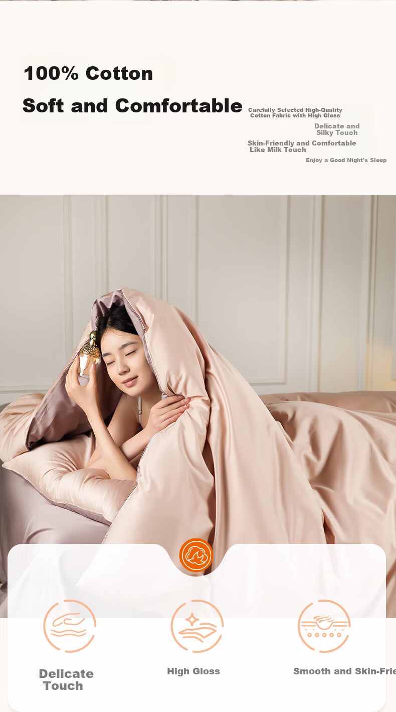 MUJI Bedding 100% Cotton A-Class 60-Count Four-Piece Sheet Set Elegant Purple with Sheep Stationery 1.8/2.0m Bed 2.0*2.4m Duvet Cover 4