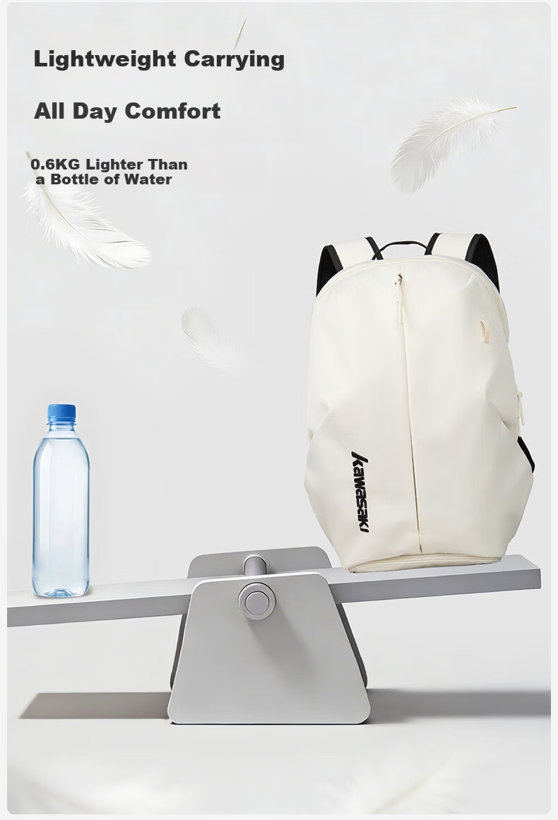 KAWASAKI Badminton Bag Boundless Retro Backpack with Separate Shoe Compartment Large Capacity Waterproof Sports Backpack D8277 Apricot 10
