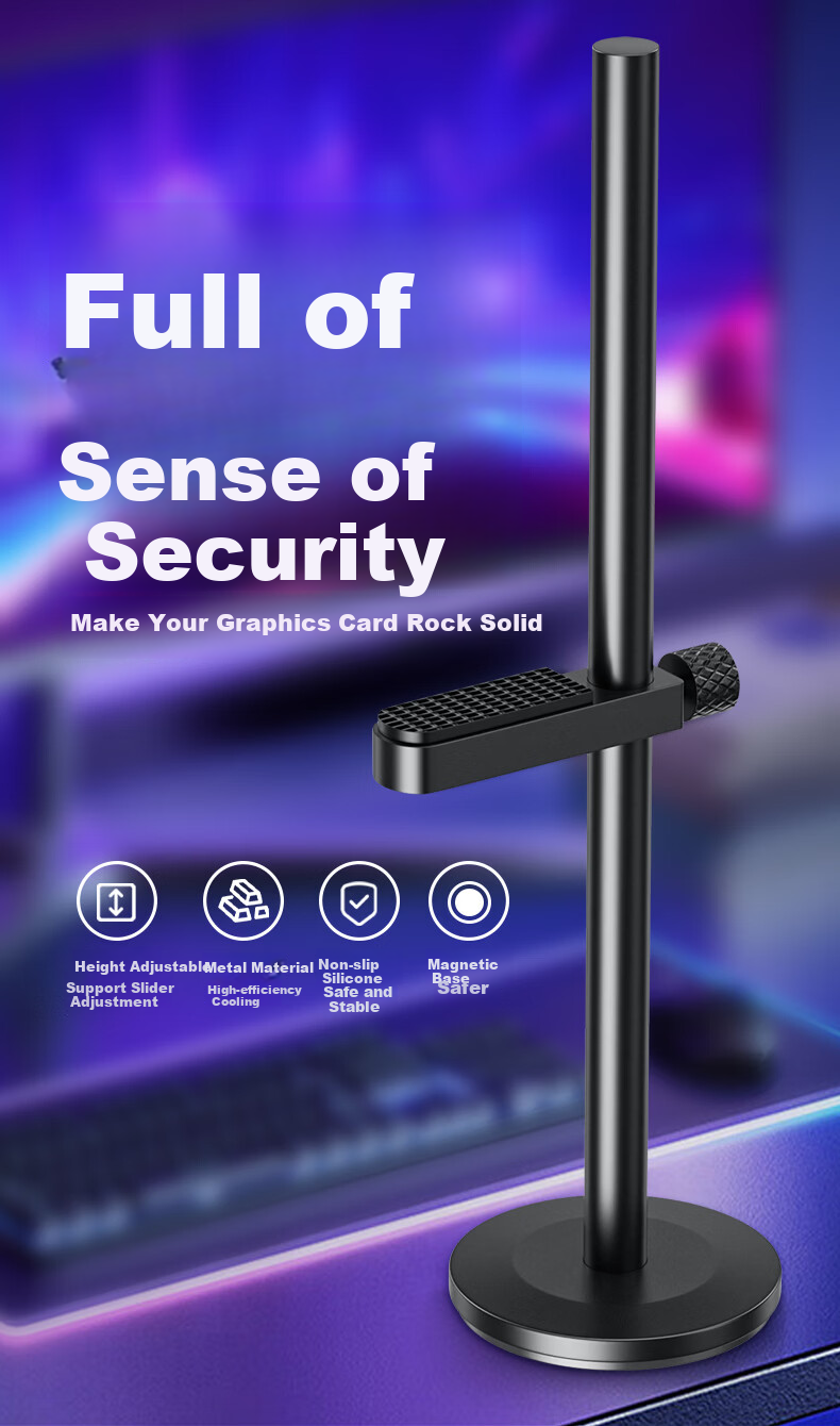 Liantuo GPU Support Bracket Stand 50/40 Series Desktop PC Independent Graphics Card Support Rod Single Rod Magnetic Base Adjustable Height Aluminum Alloy AMD Universal 1