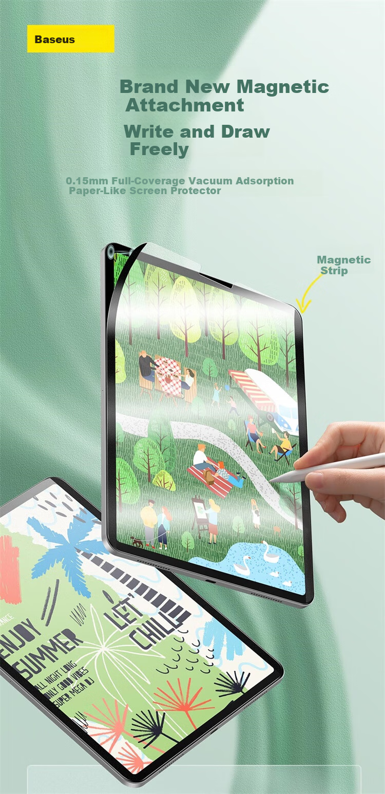 Baseus Paper-Like Film, IPad Protective Film, AR Film, Apple Tablet Film, Dust-Free Chamber [Real Paper Feel, Ultra-Thin Bare Screen], Suitable for 2025/24 IPad Pro-11 Inch 4