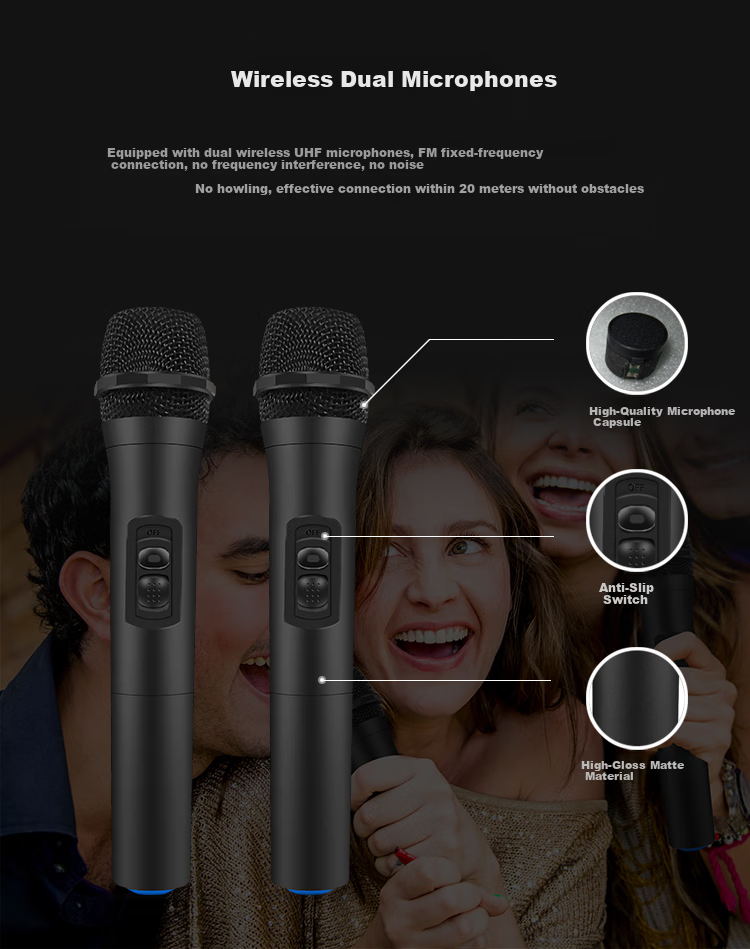 Newmine N539, 15-Inch Square Dance Bluetooth Speaker, High-Power Outdoor Portable Trolley, Home Karaoke, Large Volume Wireless Speaker, Long Battery Life, Dual Microphones, 29 Speakers 5
