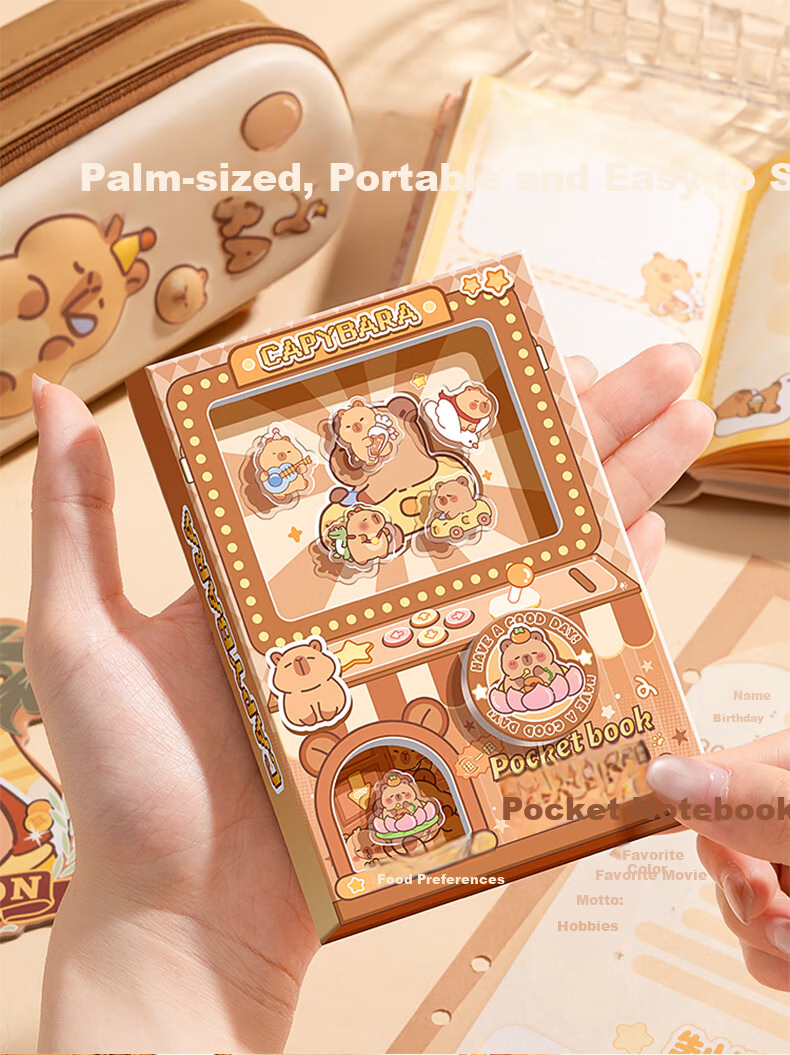Kaba Bear High-Value Pocket Portable Notebook 80 Pages Gashapon Fun Full-Color Capybara Notebook 4