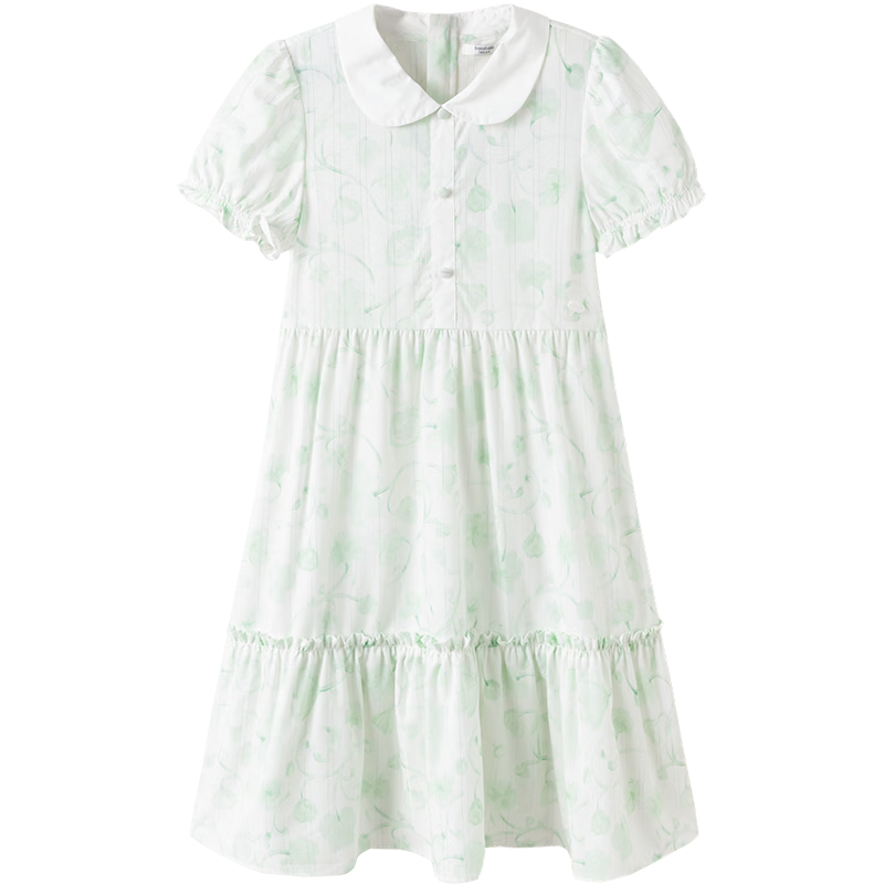 BALABALA Girls' Dress, Summer 2025, Big Girls' Hand-Painted Floral Dress [Same As In-Store], 202225111044