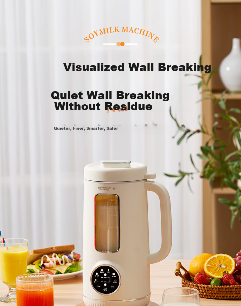 ROYALTY LINE 1.2L Soy Milk and Blender Machine, Household 2-3 Person, Noise Reduction, 16-Blade Fully Automatic Timer, No Soaking, No Filtering, Multifunctional Baby Food Processor, Compact Food Proce 4