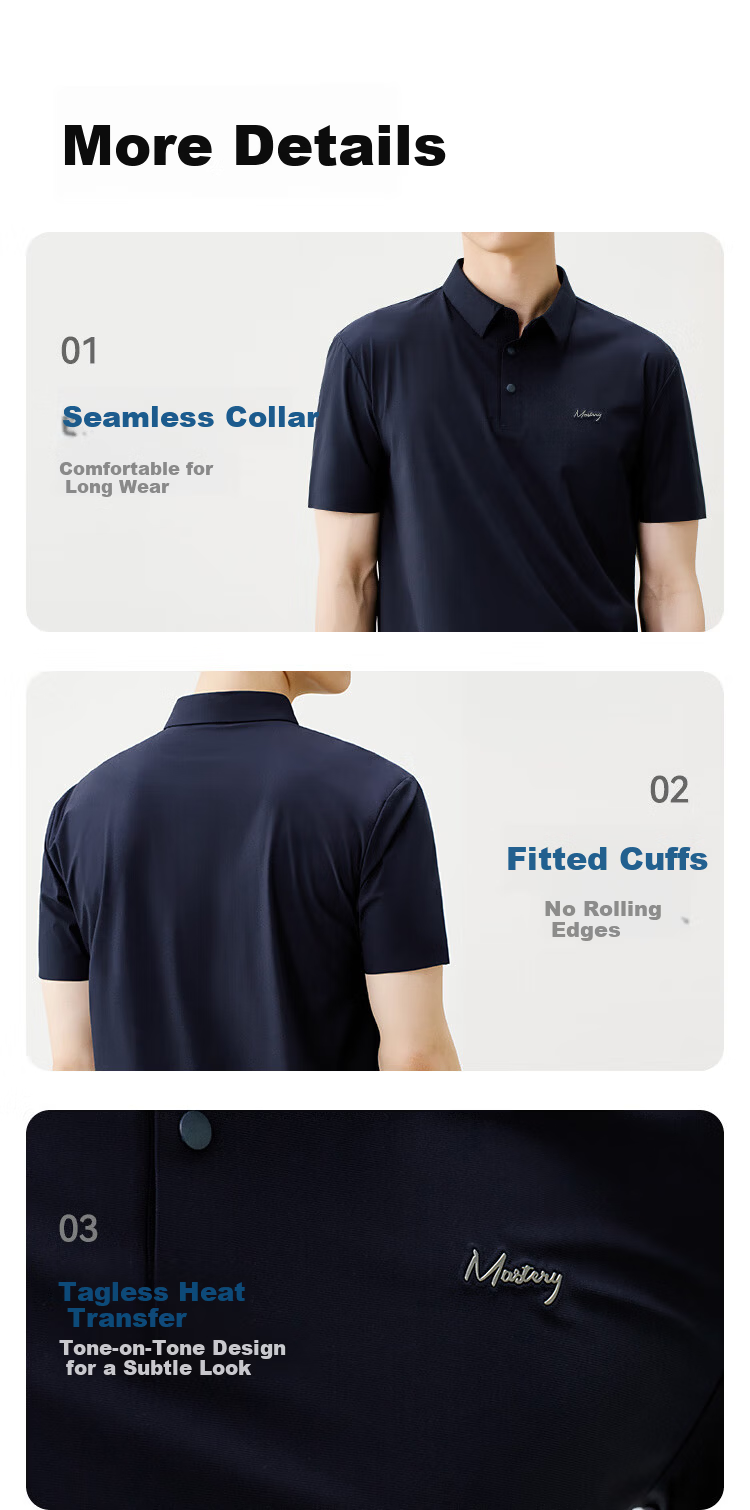 JD Jingzao Men's High Elasticity Polo Shirt Short Sleeve T-Shirt Sun Protection Navy Blue S 11