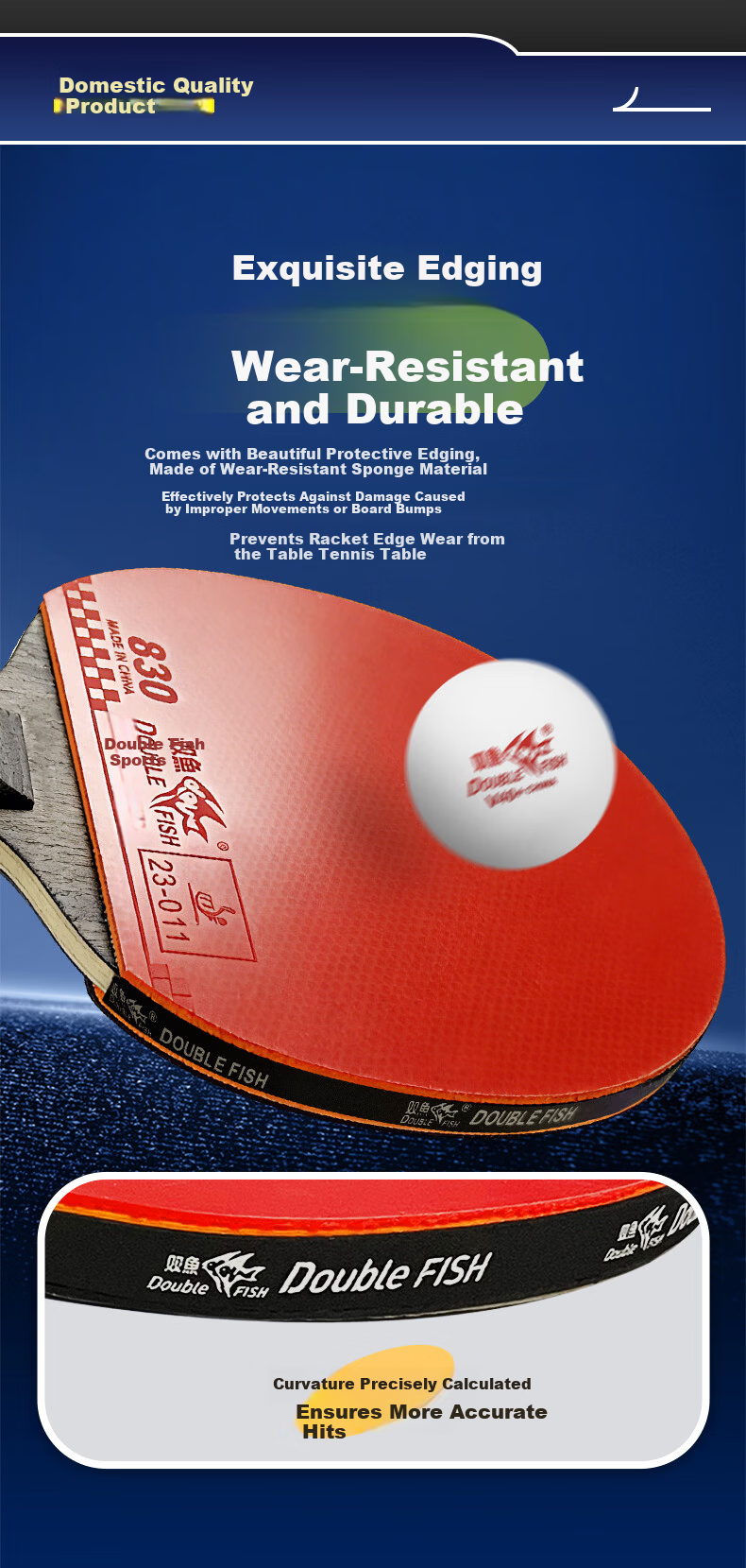 DOUBLE FISH Nine Star Table Tennis Racket Beginner Training Student Youth High Elasticity Sponge Rubber Competition Table Tennis Paddle 3