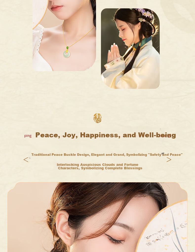 Lianqing Nafu Hetian Jade Silver Peace Buckle Necklace for Women Birthday Gift Women's Day Present for Girlfriend Wife Mom 2