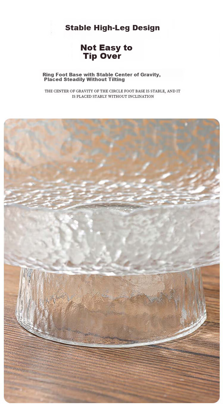 Edo Tall Glass Fruit Plate New Year Household Fruit Tray Dried Fruit Snack Storage Tray Living Room Snack Plate 20cm 7