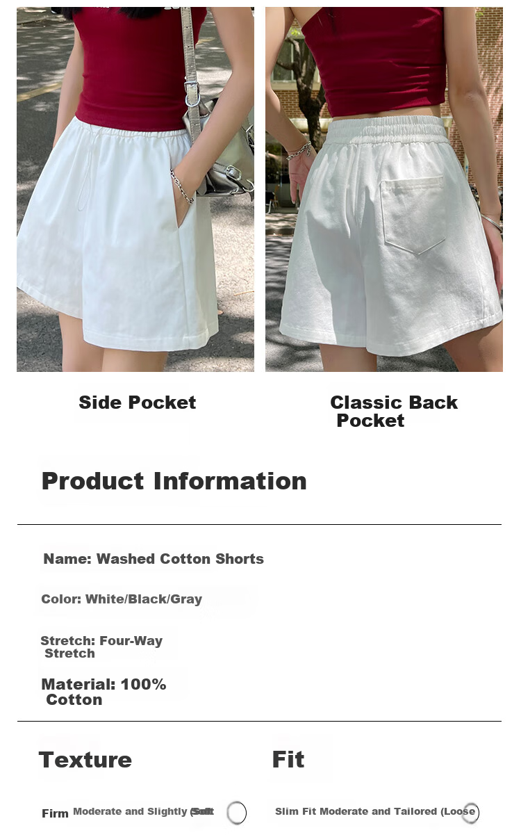 Borui Women's Summer Thin High-Waist A-Line Pure Cotton Slimming Wide-Leg Five-Point Shorts 2026 New Style 10