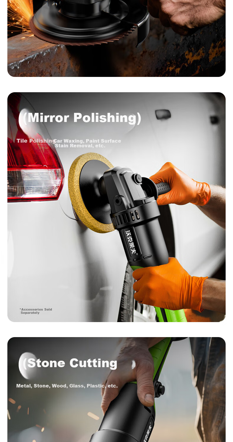 Woklife 21V Brushless Lithium Battery Cordless Angle Grinder Multi-Function Cutting Polishing High-Power Angle Polisher 4