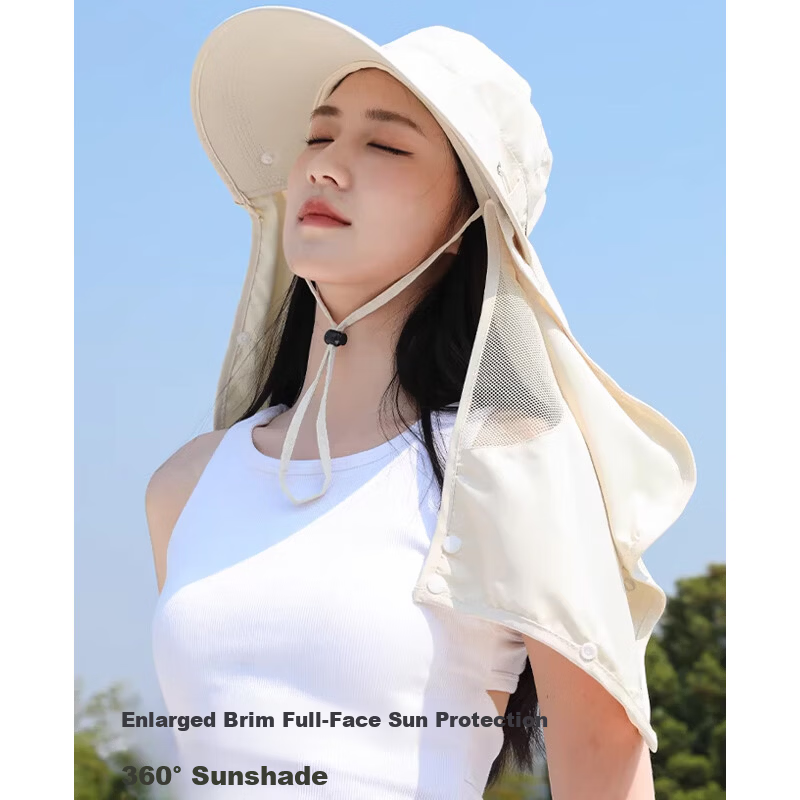 DUSENNA Women's Sun Protection Hat Detachable Neck Cover Outdoor Summer UV Protection Face Shield Hat