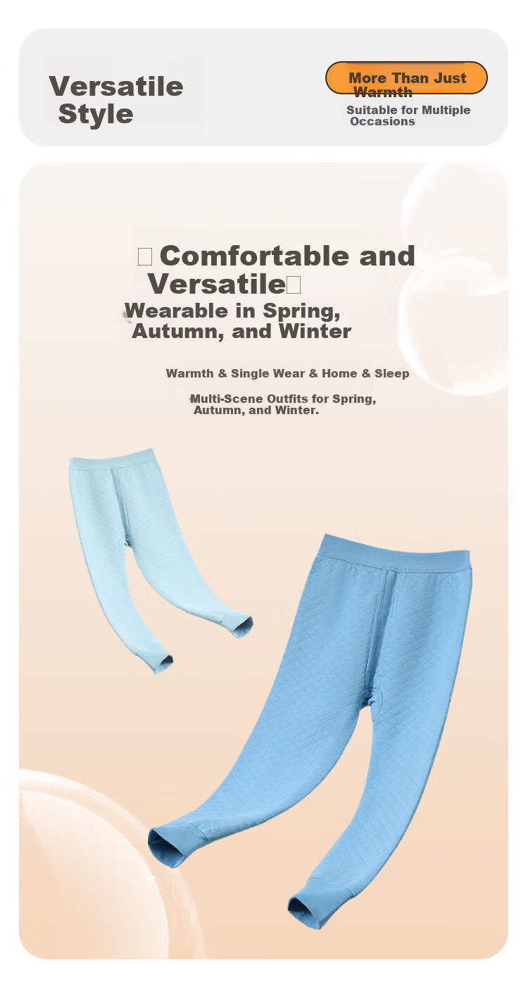 Hodohome Kids Thermal Pants Boys Three-Layer Thickened Cotton Autumn Trousers Air Layer Cotton Pants 2-Pack 271 165 7