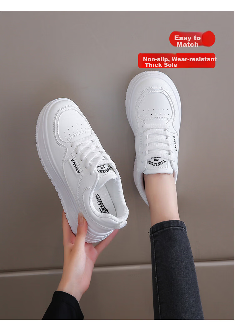 TonLion Women's Shoes, Summer 2026 White Sneakers, Korean-Style Student Skateboard Shoes for Women, Casual Sports Shoes, Beige, Size 35 15