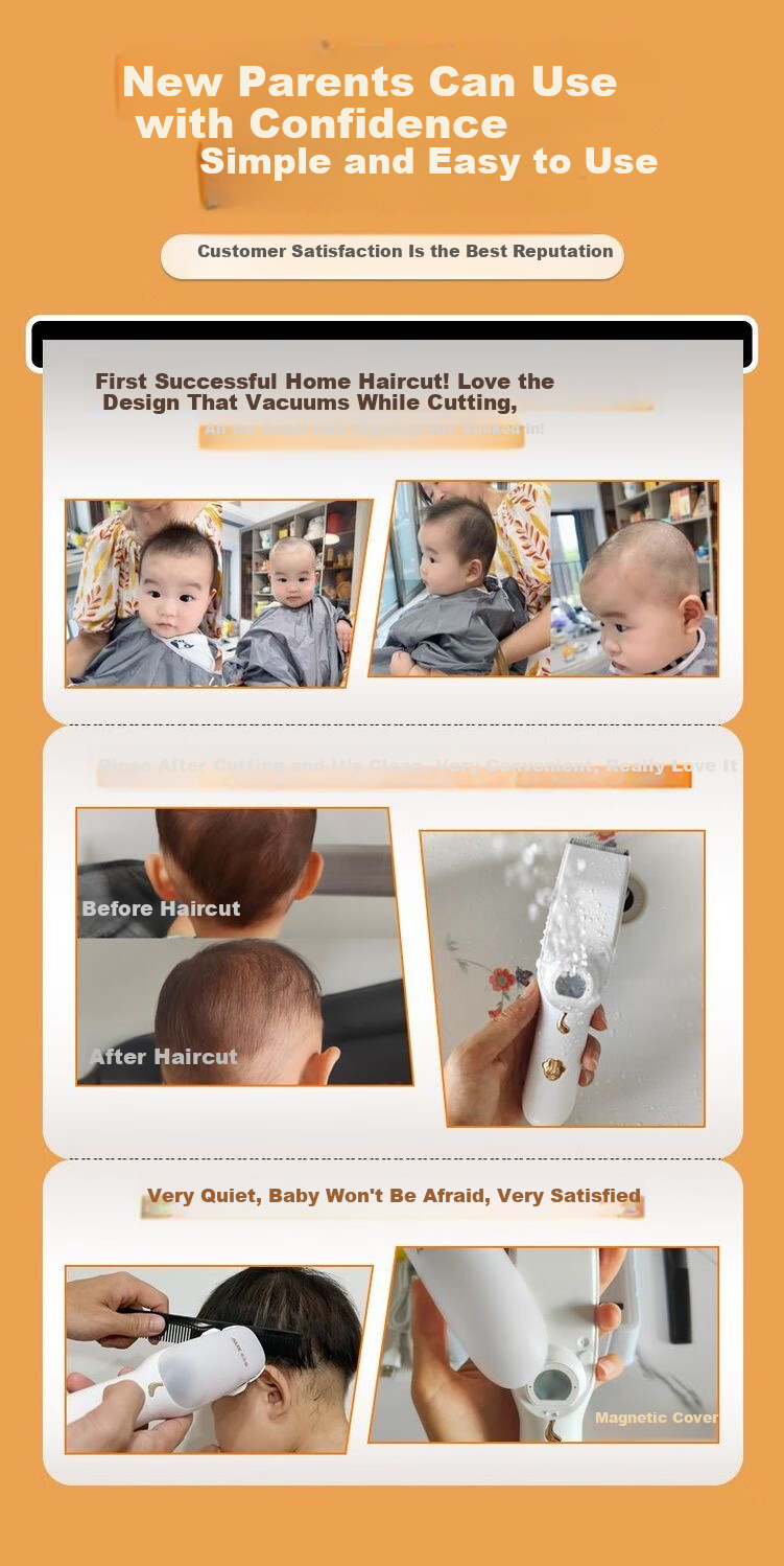 AUX Automatic Baby Hair Clipper Children's Trimmer Newborn Hair Shaver Safe Scalp Electric Hair Cutter Baby Haircut Tool 1
