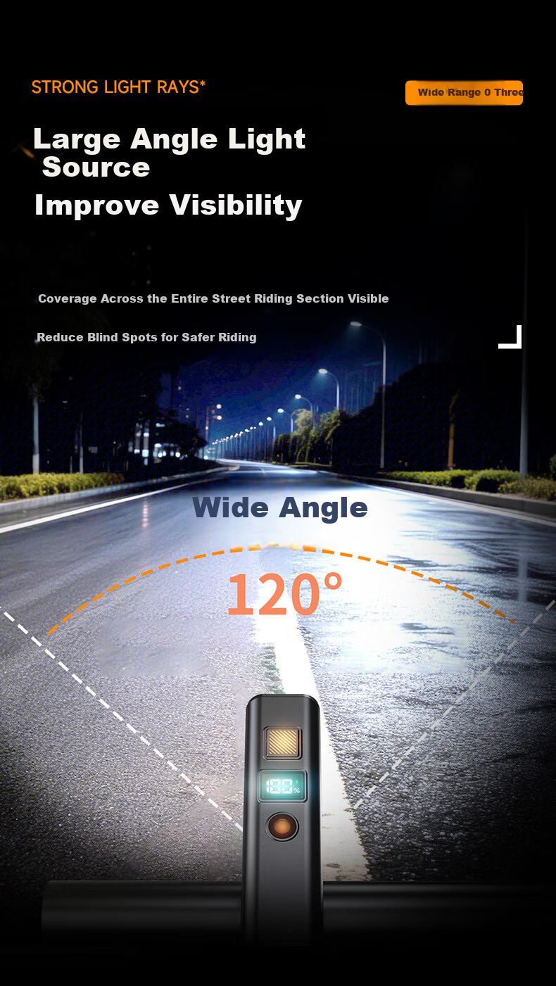 Huangchi Bicycle Light Smart Digital Display Front Light Mountain Road Bike Night Riding USB Rechargeable Kids Cycling Gear 6