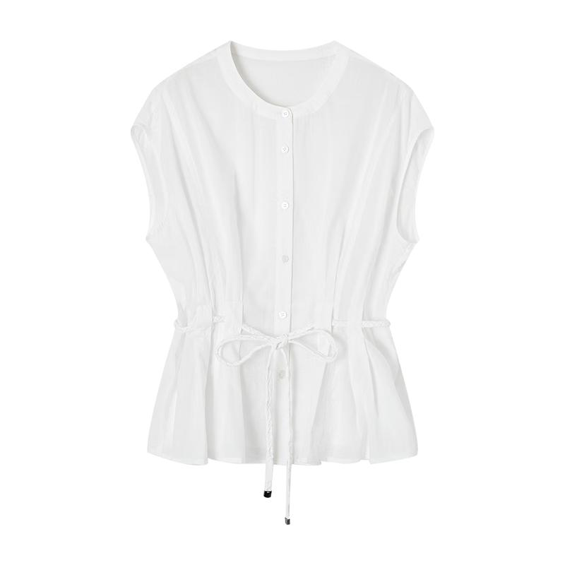 Demana [Ramie Lyocell Blend] Summer Urban High-Waist Twisted Knot Belt Loose Slim Shirt for Women Premium