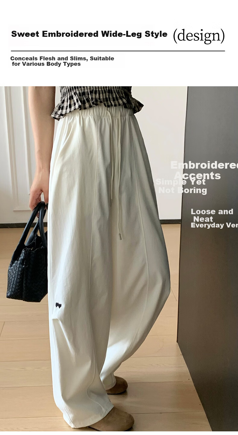 Xueqiman Lightweight Wide-Leg Pants Women 2026 New Summer High-Waist Loose Slim Paratrooper Sports Straight Casual Cargo Pants 3
