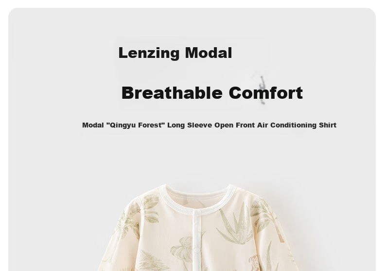 Happy Little Bear Baby Romper Summer Lightweight Breathable Long Sleeve Air Conditioning Suit Antibacterial Mite-Resistant Homewear 2
