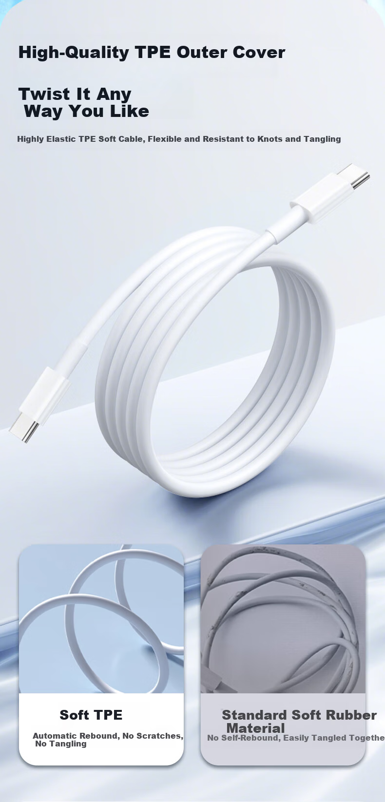 Zitai [2-Pack] Compatible with Apple iPhone 17/16/15 Data Cable PD 60W Fast Charging Type-C to C Charging Cable for iPad/MacBook Laptop Huawei 2m White 6