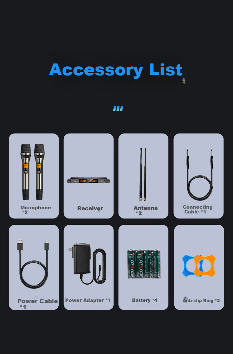 SAST OK-117 Wireless Microphone UHF Adjustable Frequency One-to-Two Handheld Electroplated Metal Mic for Conference Speech Home Performance Public Broadcasting Anti-Howling Sound System 7