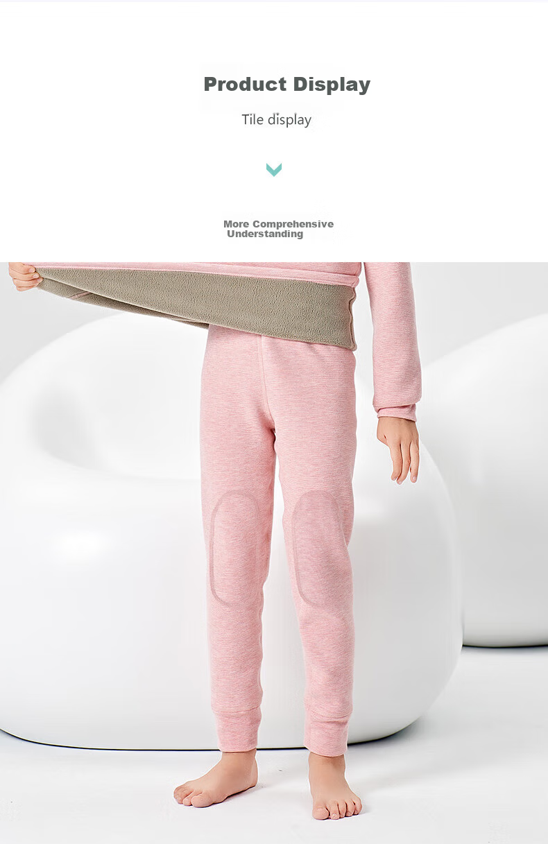 Dingguagua Kids Thermal Pants Boys Autumn Winter Fleece Thickened School Uniform Leggings Girls Students Mid to Big Kids Inner Pants 9