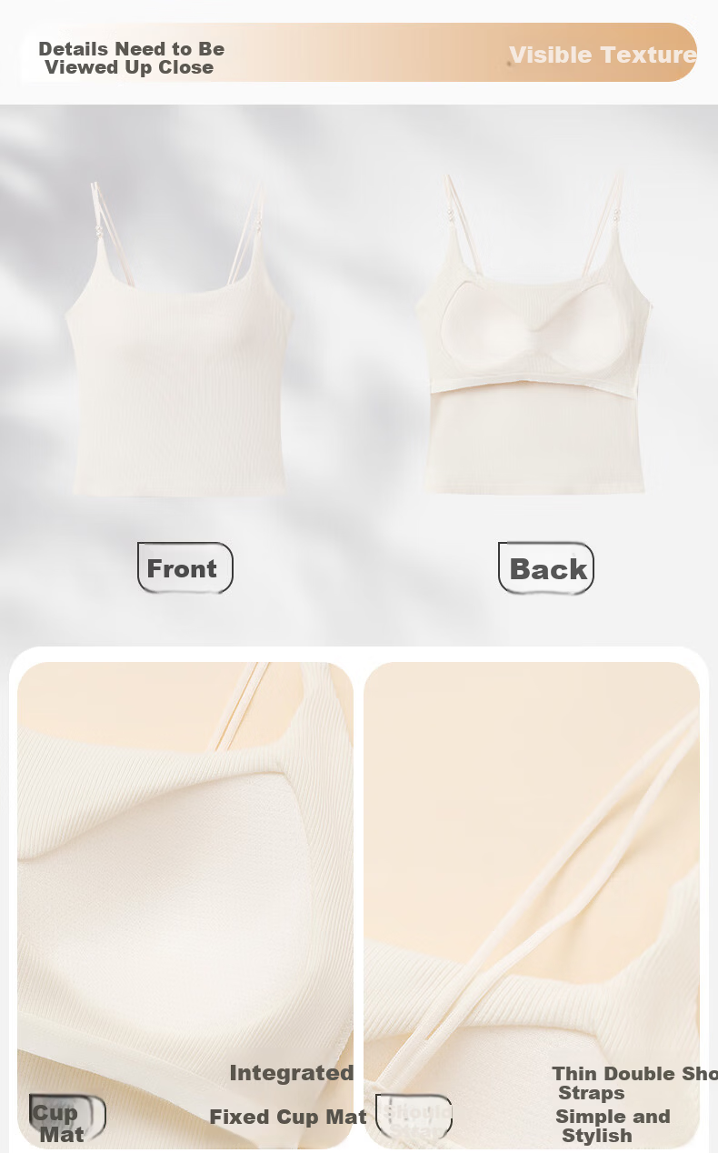 Fenteng Women's Camisole Bra-Free New 2026 Style Outerwear Single Piece Basic Backless Top 10