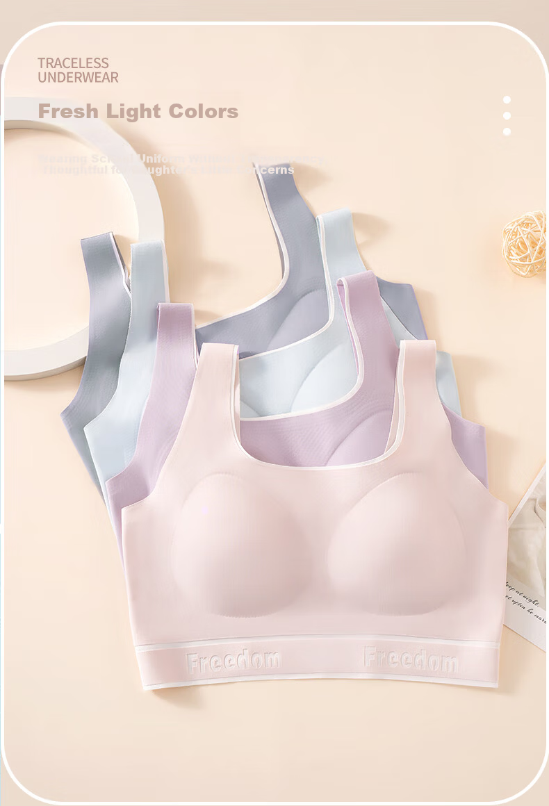 Ailier & ouluola 2026 New Girls' Underwear, Puberty Bra for Middle And High School Students, Ages 12-16, Second And Third Stage, Sports Gray, Size L 9