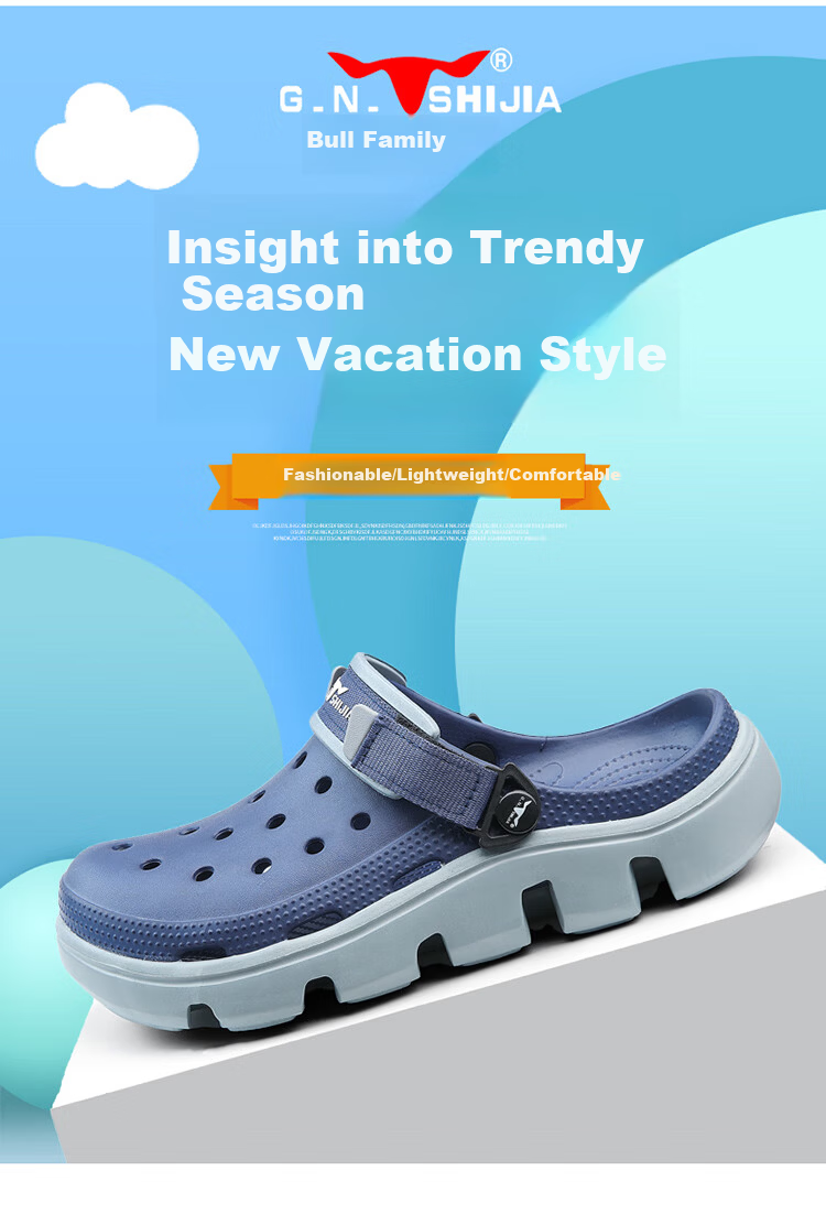 Bull Family Men's Summer Outdoor Clog Sandals with Cushioned Sole, Thick Platform, Closed Toe Beach Slippers for Men 1