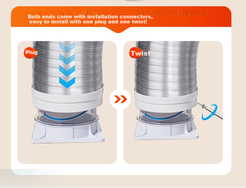 Beishi Range Hood Exhaust Pipe Pure Aluminum Foil Duct Durable Flexible Bendable Diameter 180MM Length 1.5M 5
