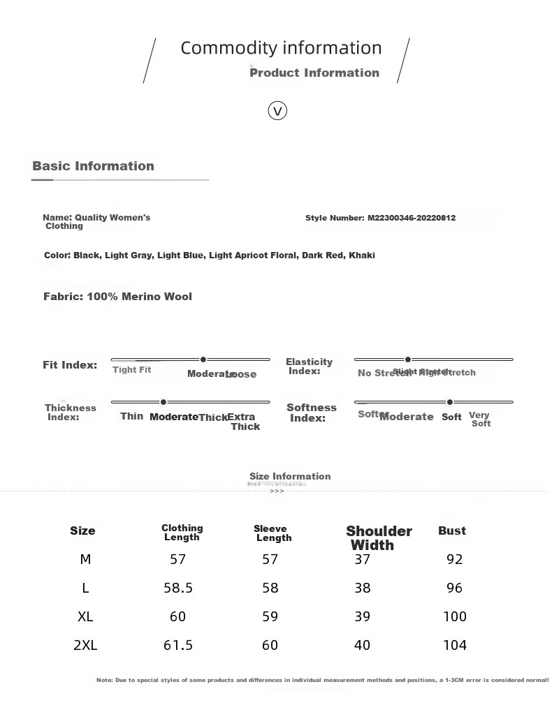 Hengyuanxiang 100% Pure Wool Women's Sweater Autumn Winter Crew Neck Casual Elegant Knit Warm Base Shirt Top 8