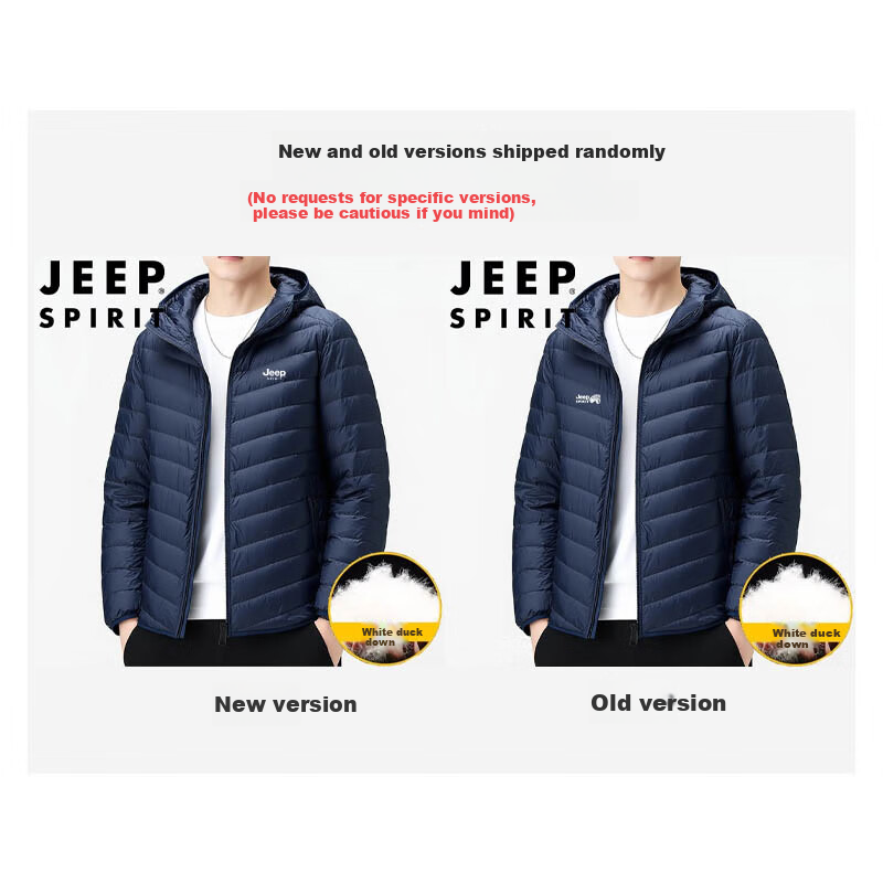 JEEP SPIRIT Men's Lightweight Down Jacket Autumn Winter Hooded Warm Trendy Loose Fit Couple Black 3XL 1
