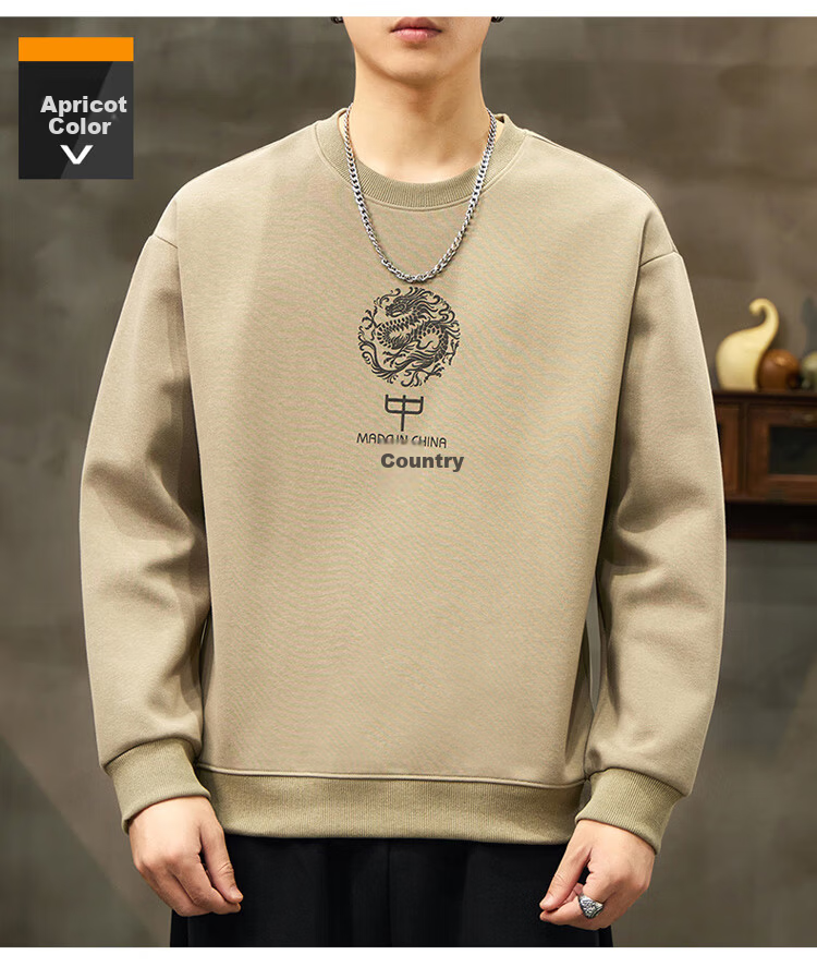 JEEP SPIRIT Men's Spring and Autumn Hoodie Casual Loose Long Sleeve T-Shirt 10