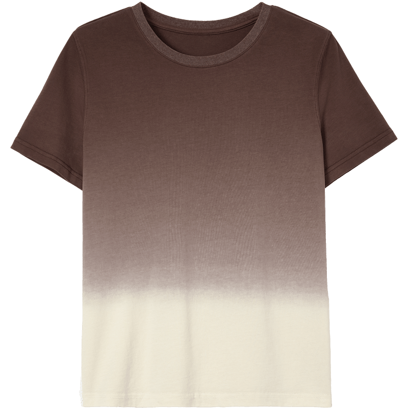 Demana [Cooling Black Technology Sorona] Summer Mountain Style Gradient Ombre Stretch Slim Fit T-Shirt for Women Premium Feel