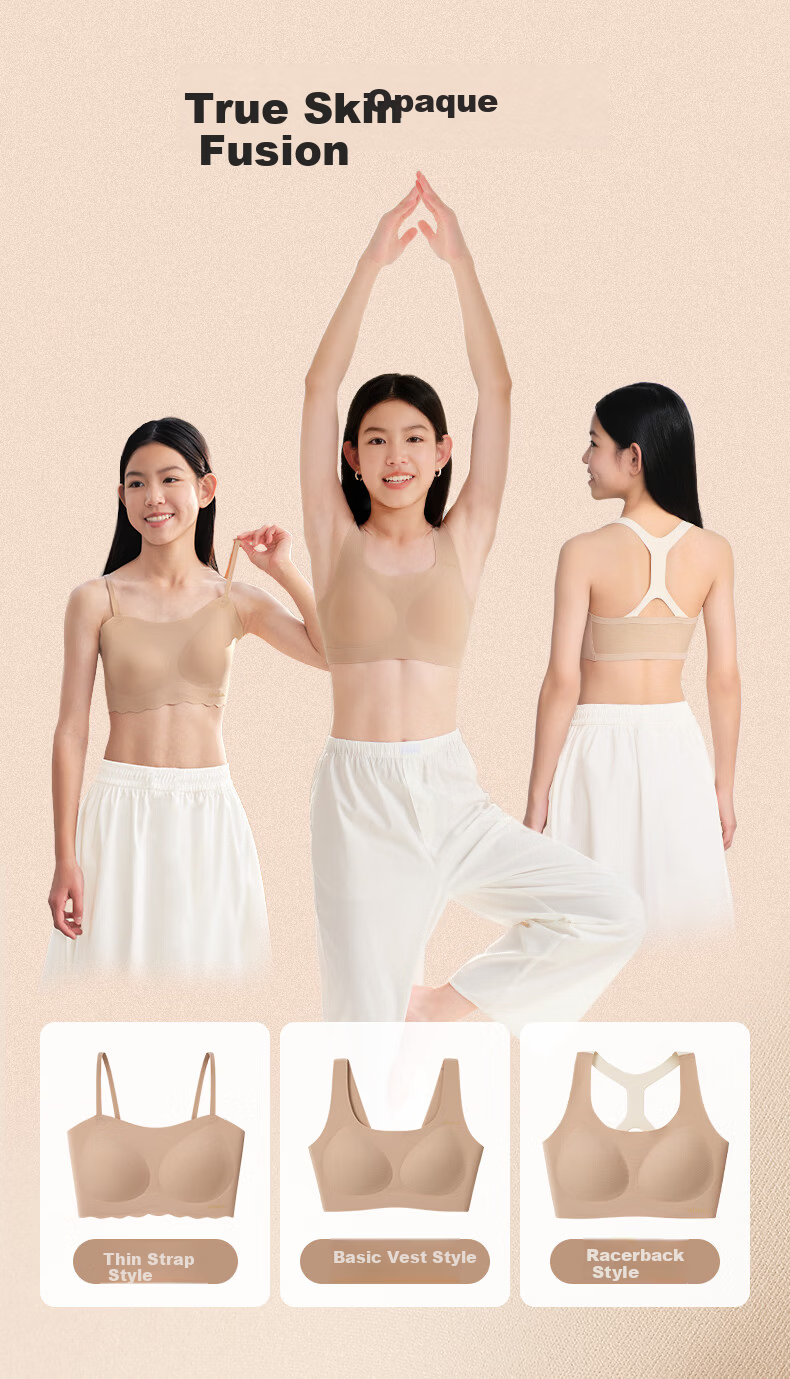 Like UU Girls' Underwear No Size Three-Stage Development Bra for Preteens and Teens Children's Lingerie 9