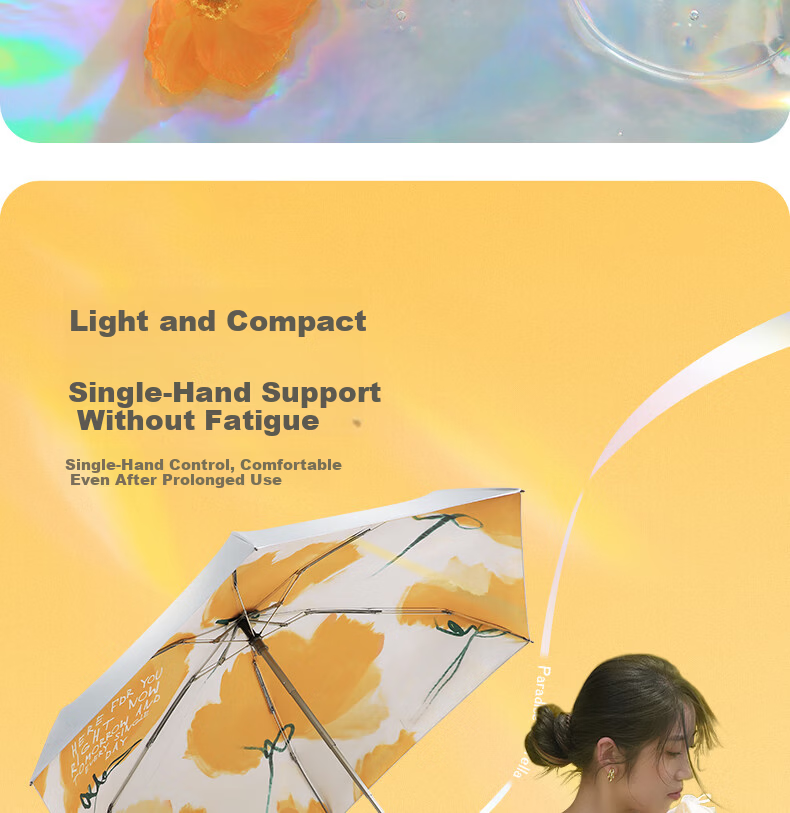 Tiantang Umbrella UV Protection Five-Fold Sunshade Silver Coated Sunscreen Parasol Yanran 3