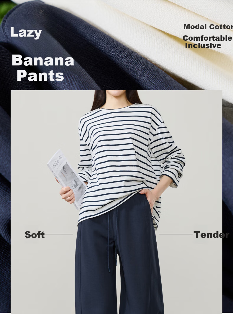 ESE-Y Women's Banana Pants Spring 2026 New Design Split Narrow Straight High-Waist Casual Sports Pants Black Size 32 1