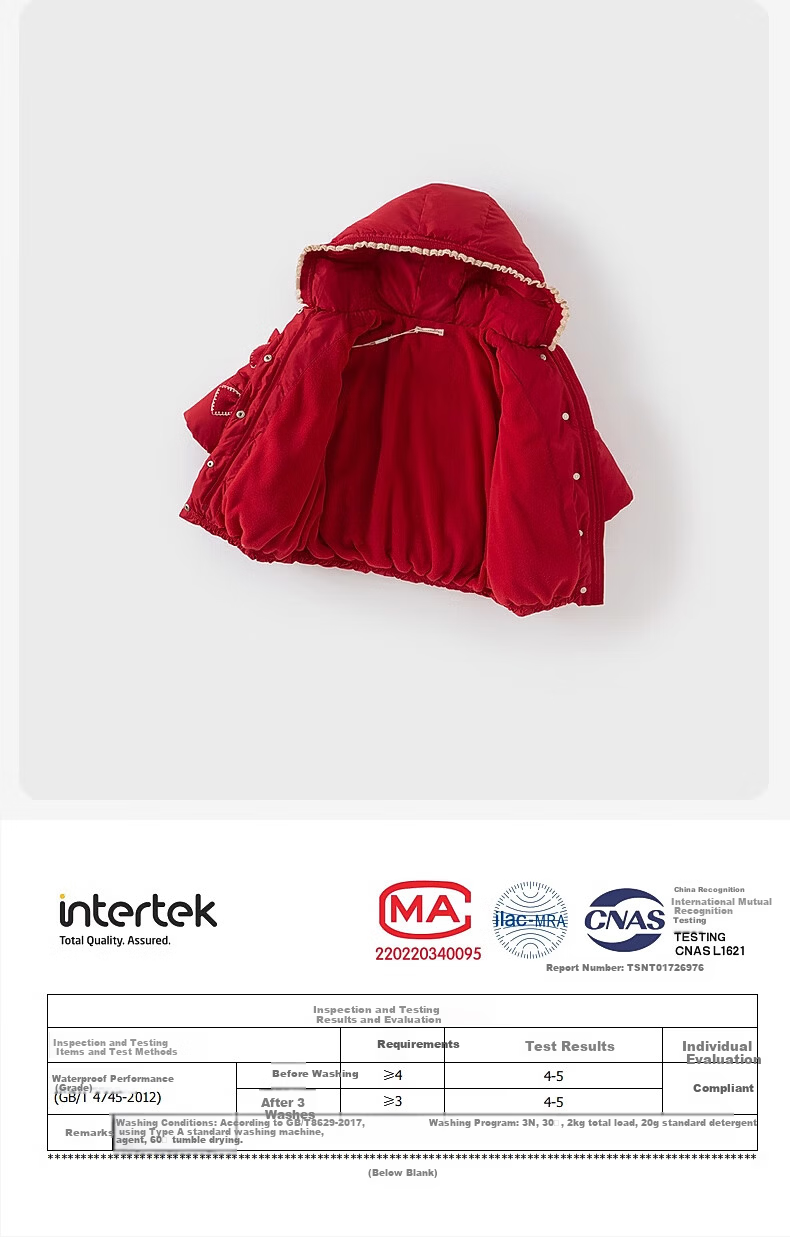DAVE & BELLA Girls' Down Jacket Winter Waterproof Thickened Coat Baby New Year Red Clothing 11