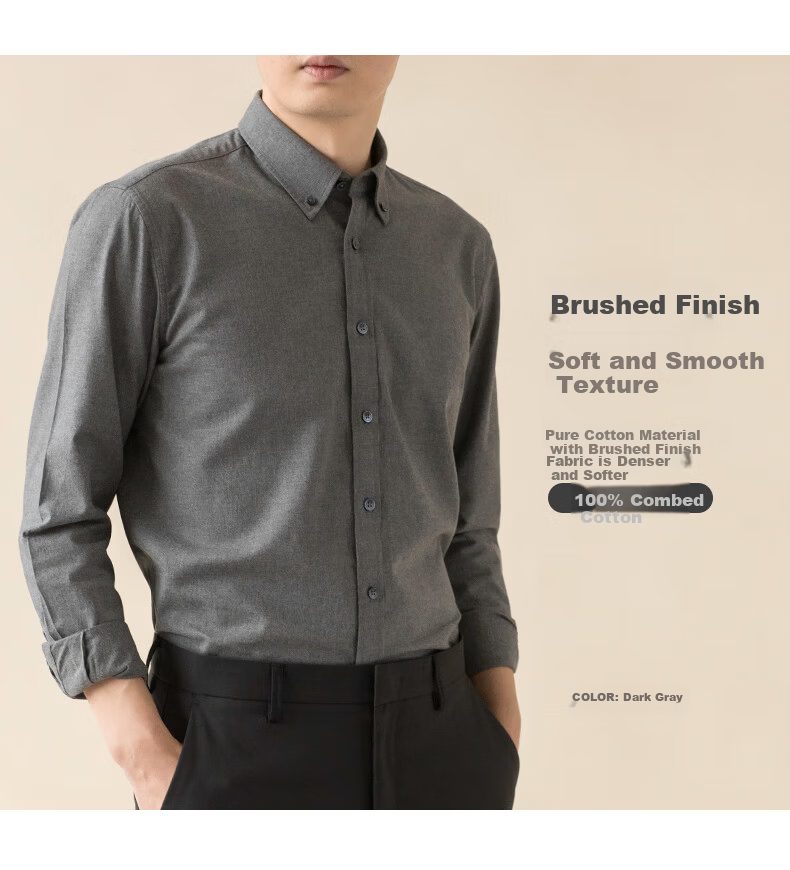 BLACKMONDAY Premium Cotton Yarn-Dyed Long Sleeve Shirt Men Autumn Winter 100% Cotton Business Casual Dress Shirt 5