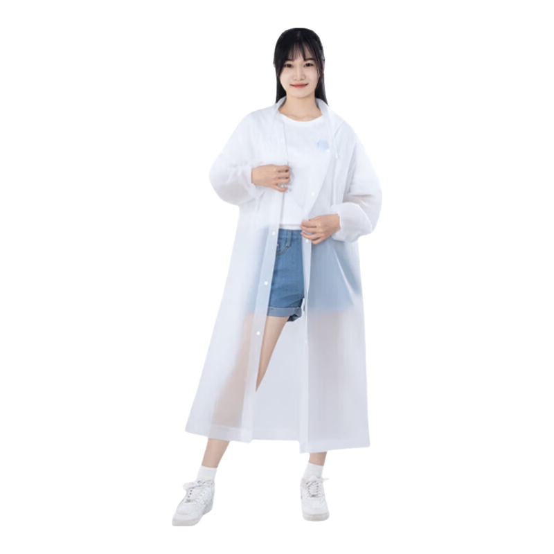 Cheguimu Adult Raincoat, Non-Disposable Rain Poncho, for Hiking, Cycling, Travel, Transparent, Portable, Long Style with Hood, 2-Piece Set