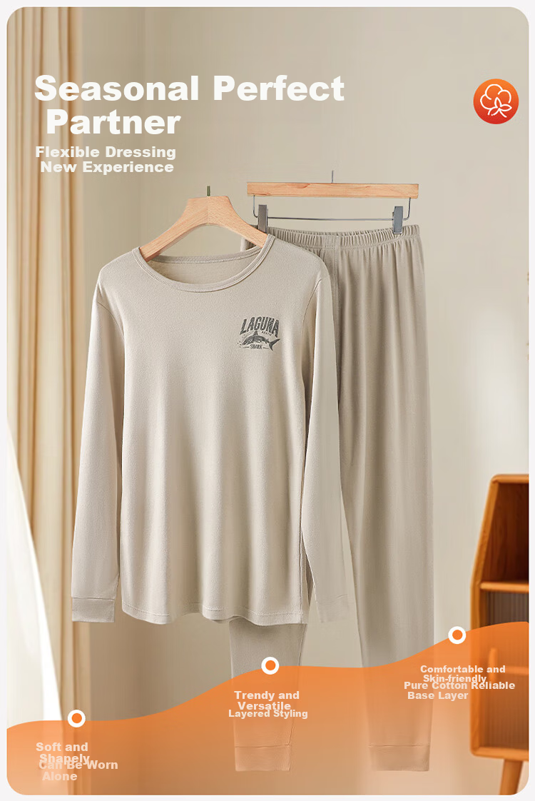 MiiOW Youth Cotton Thermal Underwear Set for Boys, Long Johns and Top, Gray XXL 8