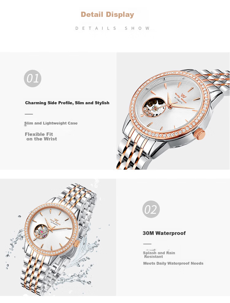 Welly Merck Swiss Watch Lightweight Luxury Minimalist Mechanical Waterproof Women's Watch Birthday Gift 7