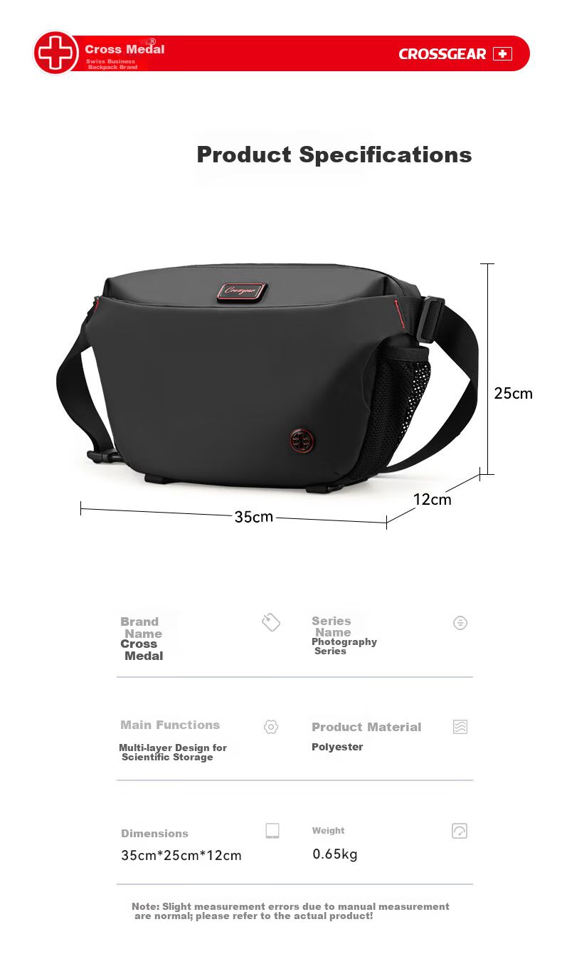 CROSSGEAR Chest Bag Single Shoulder Camera Bag for Mirrorless DSLR with Two Lenses Drone Storage Portable Casual Bag 1 15