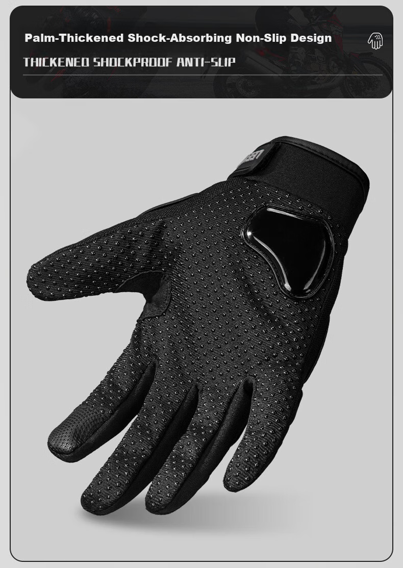 Chegui Mu Riding Motorcycle Gloves Windproof Anti-fall Motorbike Four Seasons Protective Full Finger Touchscreen XL 7